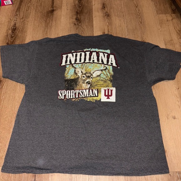 Indiana Sportsman Hanes Deer Graphic T-Shirt Gray XL - Picture 1 of 4